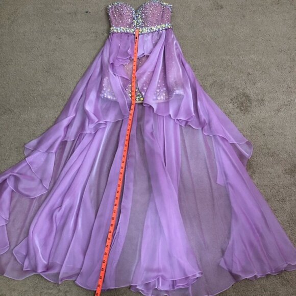 GIGI Beaded Lavender Peplum High Low Gown - Size 2 - NWT - Picture 9 of 11